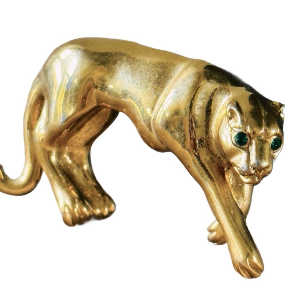GIVENCHY Panther Gold brooch pin vintage lioness designer lion